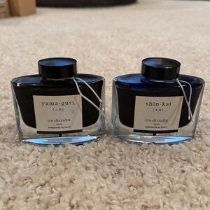 Bundle of Iroshizuku Pen Ink, 50ml Bottles, Shin-Kai, Yama-Guri, Brown & Blue
